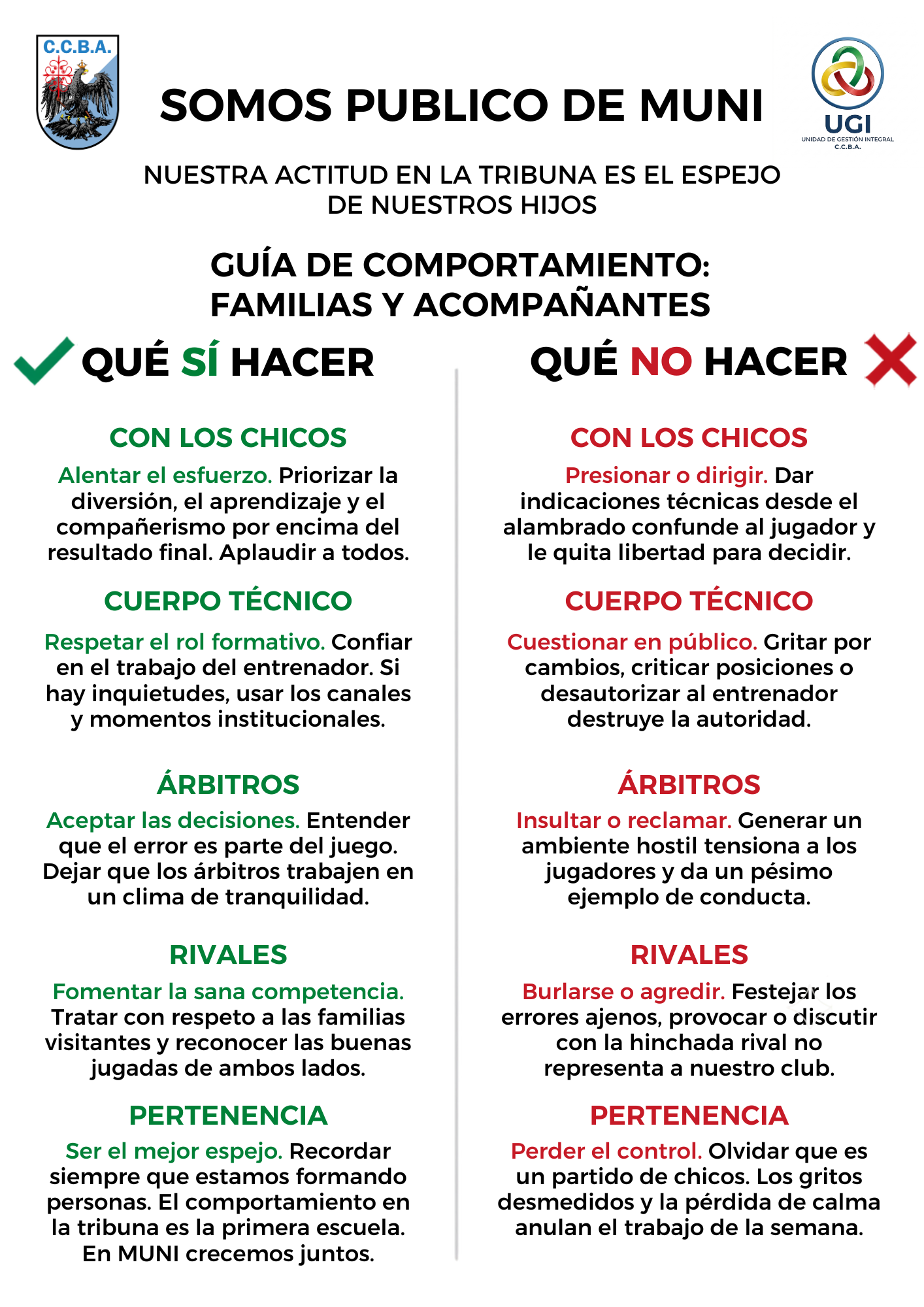 Reglas de conducta en la tribuna