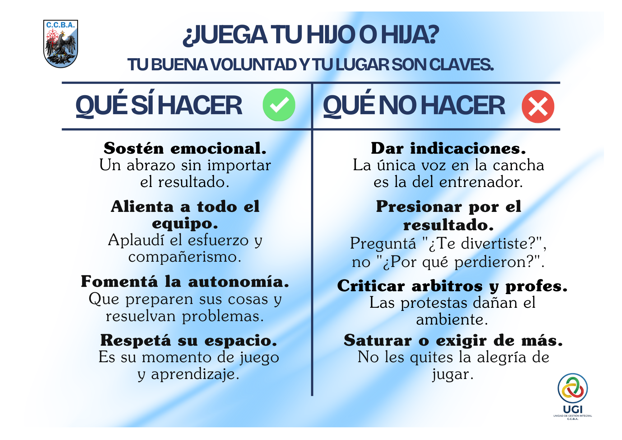 Reglas de conducta en la tribuna